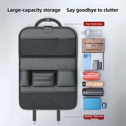 Car Backseat Organizer with Foldable Tray, Seat Back Protector, Storage Pockets & Travel Accessories