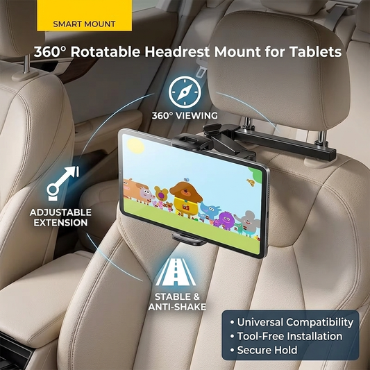 Car Headrest Tablet Holder – Adjustable Backseat Mount for iPad, Tablets & Phones