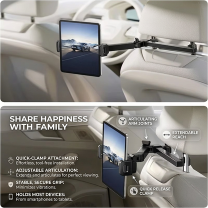Car Headrest Tablet Holder – Adjustable Backseat Mount for iPad, Tablets & Phones