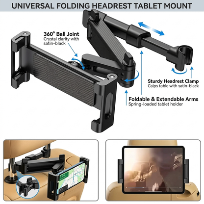 Car Headrest Tablet Holder – Adjustable Backseat Mount for iPad, Tablets & Phones